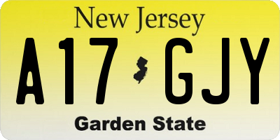 NJ license plate A17GJY