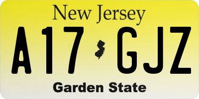 NJ license plate A17GJZ