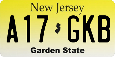 NJ license plate A17GKB