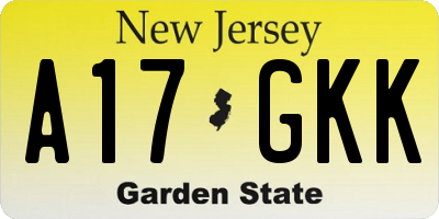 NJ license plate A17GKK