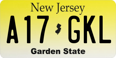 NJ license plate A17GKL