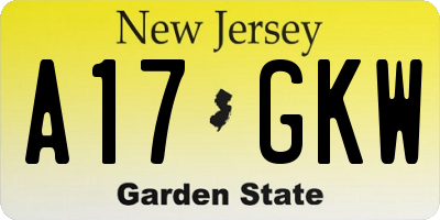 NJ license plate A17GKW