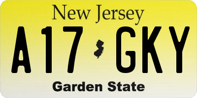 NJ license plate A17GKY