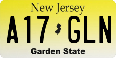 NJ license plate A17GLN