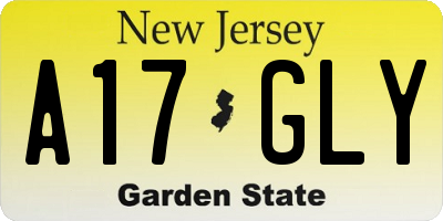 NJ license plate A17GLY