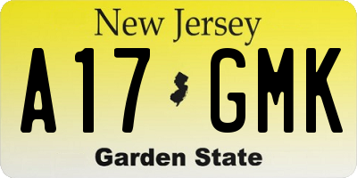 NJ license plate A17GMK