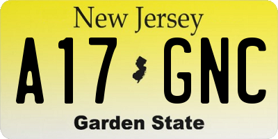 NJ license plate A17GNC