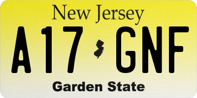 NJ license plate A17GNF