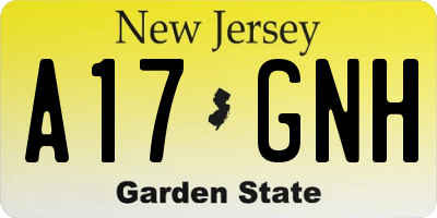 NJ license plate A17GNH