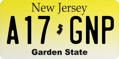 NJ license plate A17GNP