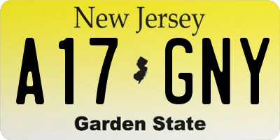NJ license plate A17GNY