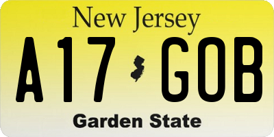 NJ license plate A17GOB