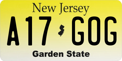 NJ license plate A17GOG