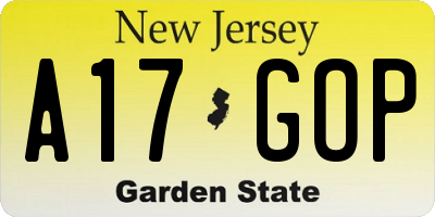 NJ license plate A17GOP