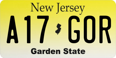 NJ license plate A17GOR