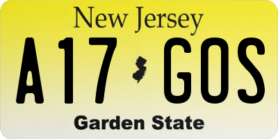 NJ license plate A17GOS