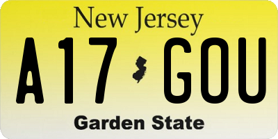 NJ license plate A17GOU