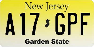NJ license plate A17GPF