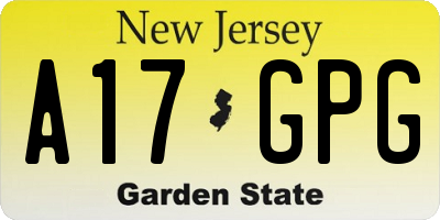 NJ license plate A17GPG