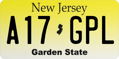 NJ license plate A17GPL