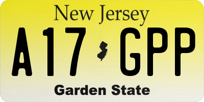 NJ license plate A17GPP