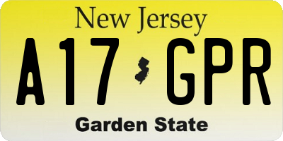 NJ license plate A17GPR