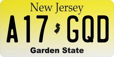 NJ license plate A17GQD