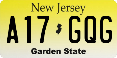 NJ license plate A17GQG