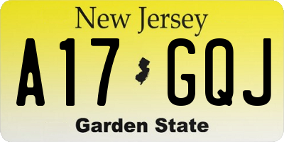 NJ license plate A17GQJ