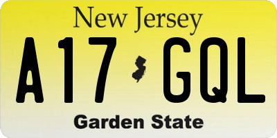 NJ license plate A17GQL