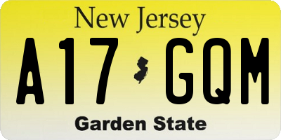 NJ license plate A17GQM
