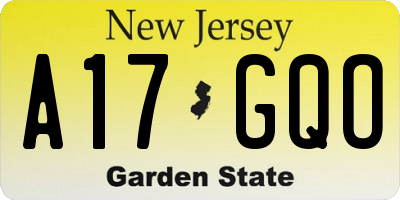 NJ license plate A17GQO