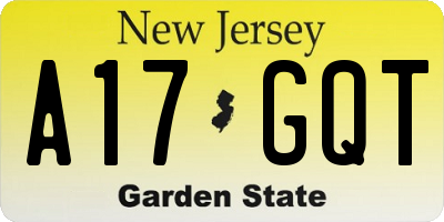 NJ license plate A17GQT