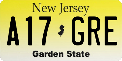 NJ license plate A17GRE
