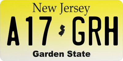 NJ license plate A17GRH