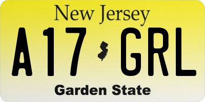 NJ license plate A17GRL