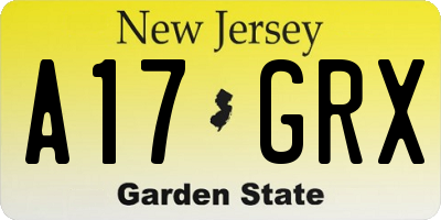 NJ license plate A17GRX