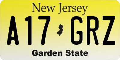 NJ license plate A17GRZ