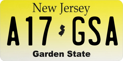NJ license plate A17GSA