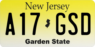NJ license plate A17GSD