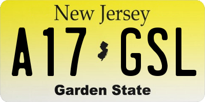 NJ license plate A17GSL