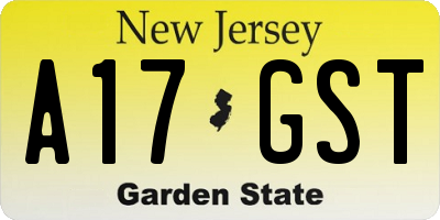NJ license plate A17GST