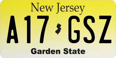 NJ license plate A17GSZ