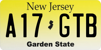 NJ license plate A17GTB