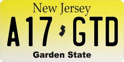 NJ license plate A17GTD