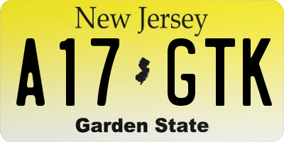 NJ license plate A17GTK