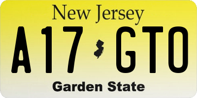 NJ license plate A17GTO