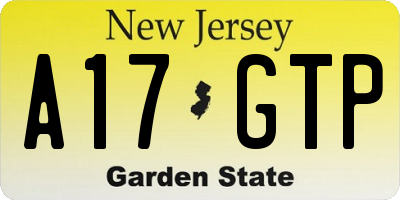 NJ license plate A17GTP