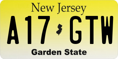 NJ license plate A17GTW
