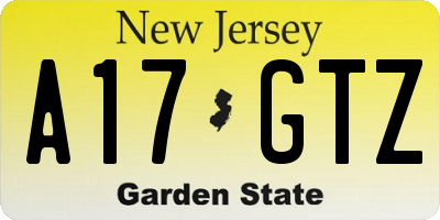 NJ license plate A17GTZ
